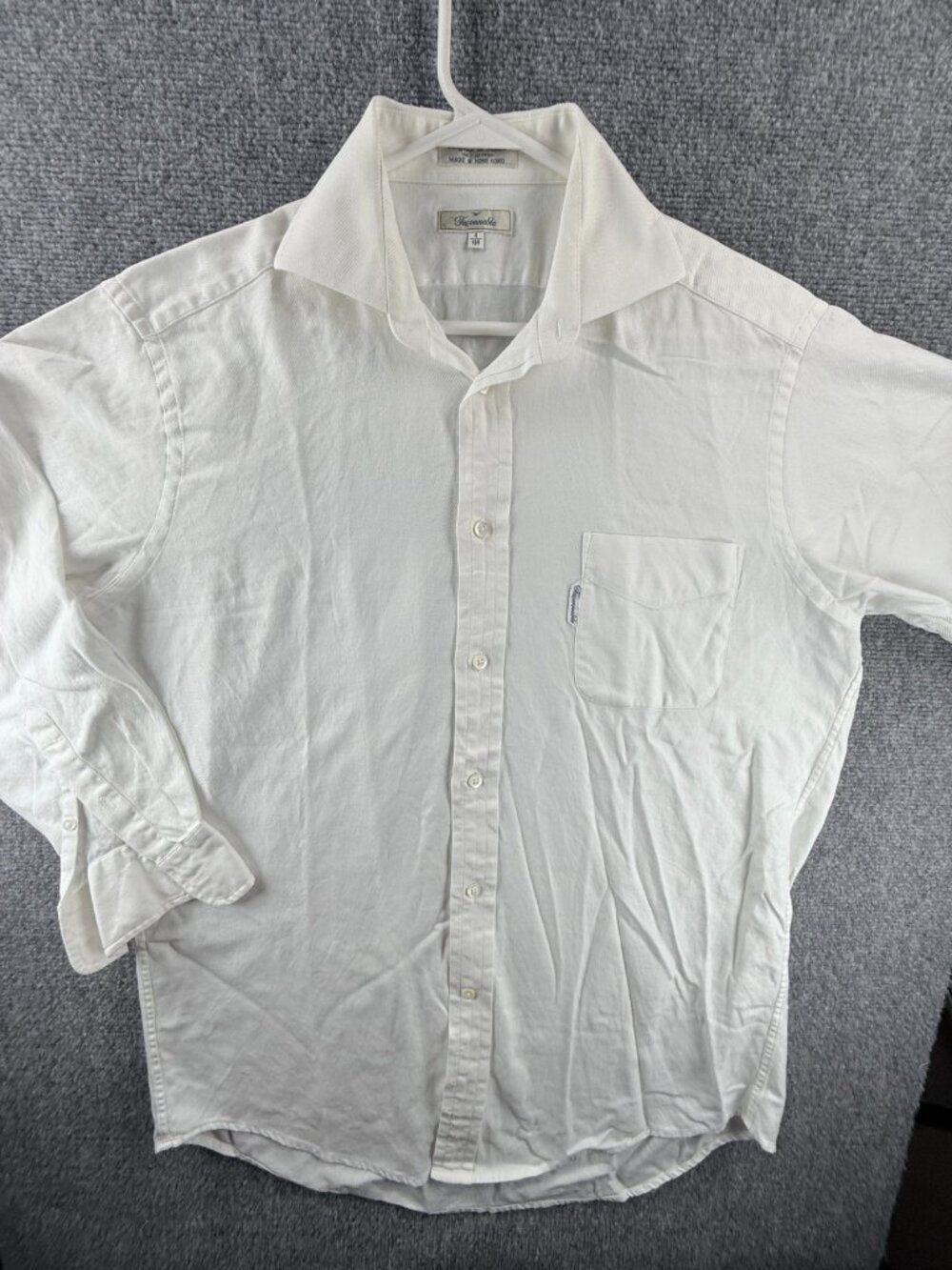 Faconnable Twill Cotton 16 White Button Up Solid Pocket Shirt Men Long Sleeve